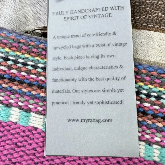 Myra Bag Crossbody Bag Women Small Multicolor NEW Woven Hair-on-Hide Rug Canvas - Picture 5 of 13